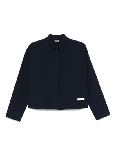 Ea7 Striped Cotton Shirt In Black