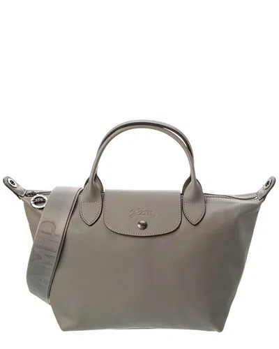 Longchamp Le Pliage Xs Leather Short Handle Handbag In Gray
