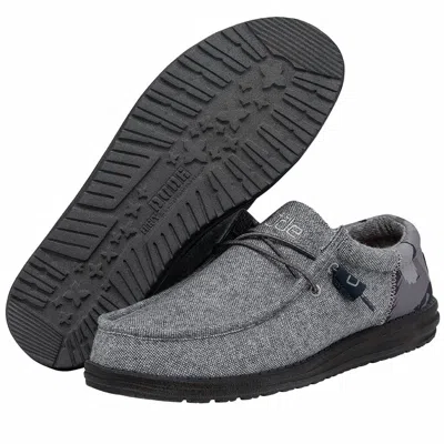 Hey Dude Men's Wally Funk Wool Shoes In Wool Grey Camo