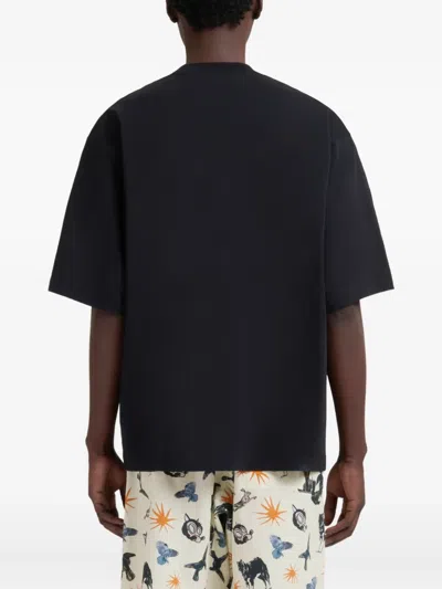 Marni Cotton T Shirt With Logo Print In Black
