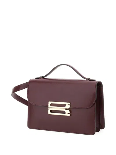 Victoria Beckham Dorian Bordeaux Shoulder Bag With Adjustable And Removable Shoulder Strap And Logo Plaque On The Fro In Burgundy
