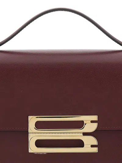 Victoria Beckham Dorian Bordeaux Shoulder Bag With Adjustable And Removable Shoulder Strap And Logo Plaque On The Fro In Burgundy