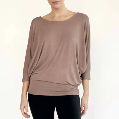 Bijourocks Bamboo Dolman Drape Top In Mocha