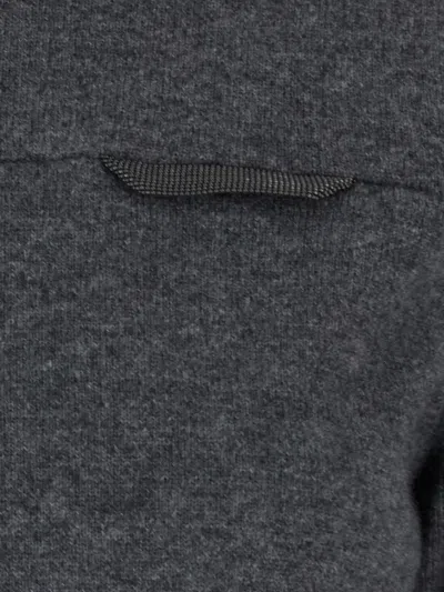 Brunello Cucinelli Grey Sweater With Mock Neck And Monil Detail On The Front In Gray