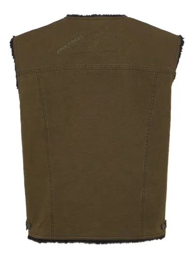 Dsquared2 Logo-embroidered Gilet In Brown