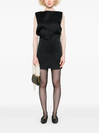 Khaite Toma Sculpted Satin-crepe Mini Dress In Black
