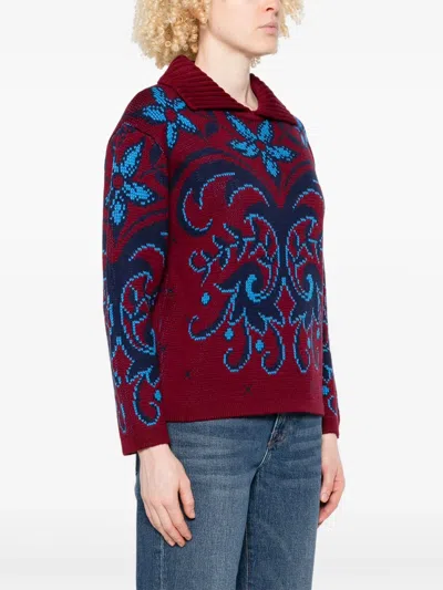 Etro Patterned Wool Sweater In Red