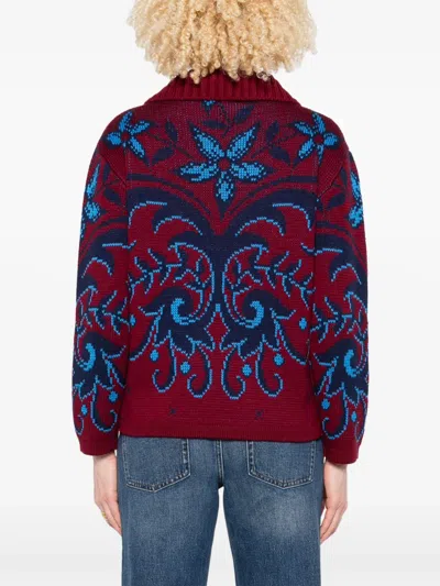 Etro Patterned Wool Sweater In Red