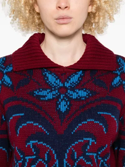 Etro Patterned Wool Sweater In Red
