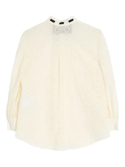 Valentino Sangallo Embroidered Shirt With Bow Detail In Neutral