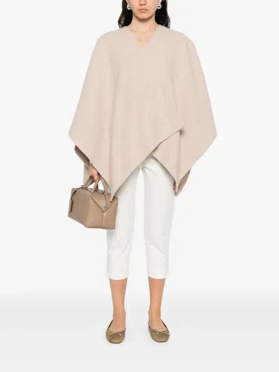 Max Mara Serra Wool-blend Poncho In Brown