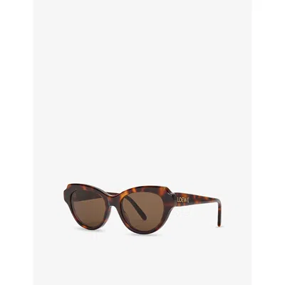 Loewe Womens Havana Gsliessx01 Cat-eye Frame Acetate Sunglasses In Brown