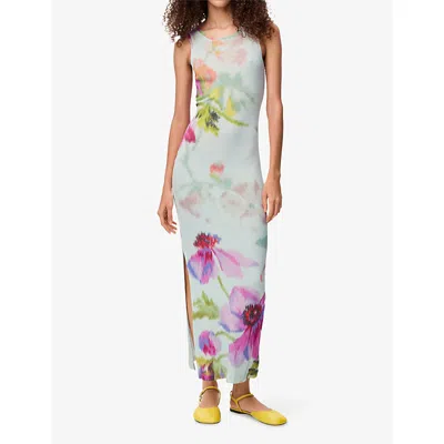 Loewe Silk-blend Dress With Floral Digital Print In White