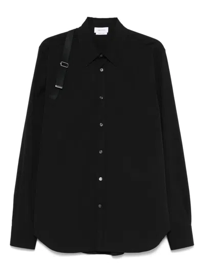 Alexander Mcqueen Metal Detail Long Sleeves Point Collar In Black