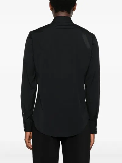 Alexander Mcqueen Metal Detail Long Sleeves Point Collar In Black