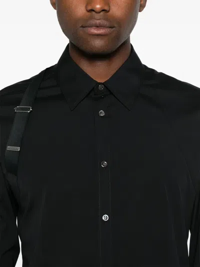 Alexander Mcqueen Metal Detail Long Sleeves Point Collar In Black