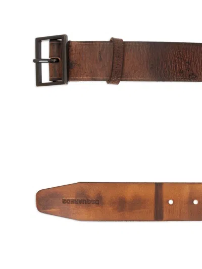 Dsquared2 Distressed Leather Belt In Brown