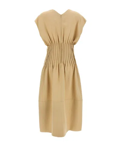 Fabiana Filippi Linen Dress With Gathered Waistline And V-neckline