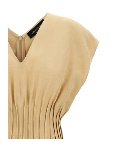 Fabiana Filippi Linen Dress With Gathered Waistline And V-neckline