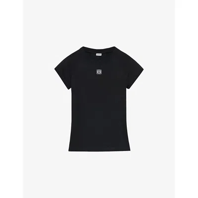 Loewe Anagram Embroidered Cotton-blend Jersey T-shirt In Black