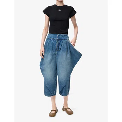 Loewe Anagram Embroidered Cotton-blend Jersey T-shirt In Black