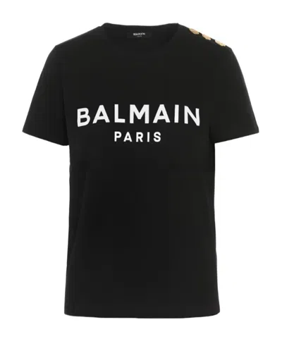 Balmain T -shirt Paris Logo Print Black