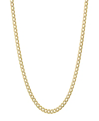 Steeltime Unisex Gold Plated And Sterling Silver Cuban Superflat Necklace