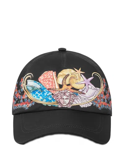 Versace Casquette De Baseball Coral Theatre In Black
