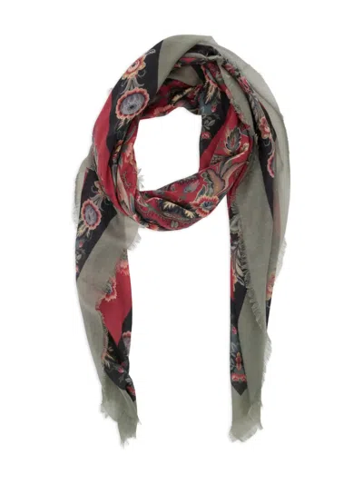 Etro Multicolor Square Scarf With All-over Floral Motif In Neutral