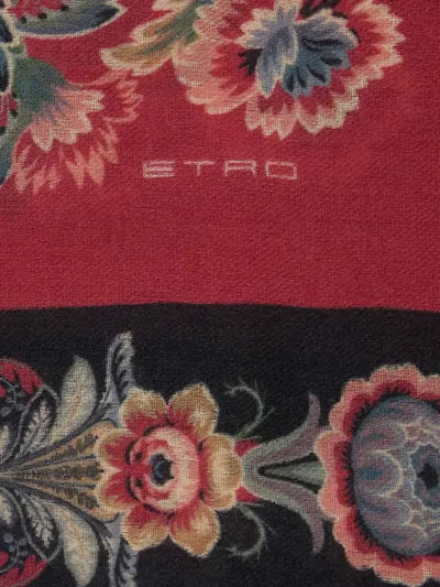Etro Multicolor Square Scarf With All-over Floral Motif In Neutral