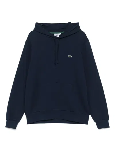 Lacoste Hoodie With Logo Patch In Blue