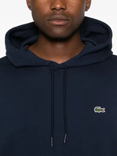 Lacoste Hoodie With Logo Patch In Blue