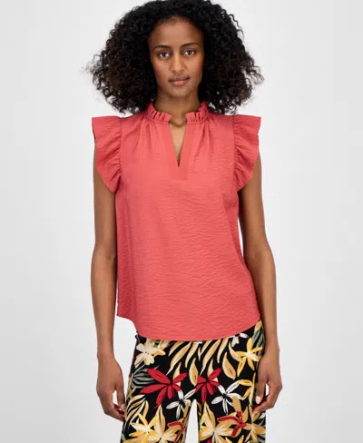 Anne Klein Petite V-neck Flutter-sleeve Blouse