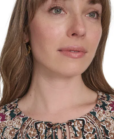 Tommy Hilfiger Women's Printed Tie-neck Shift Dress In Green