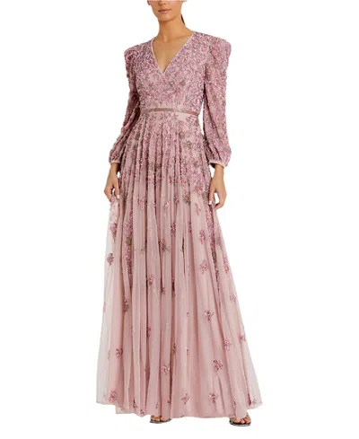 Mac Duggal 5497 Floral Beaded Formal Evening Long Gown In Pink