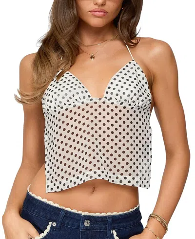 Edikted Polka Dot Backless Chiffon Top In Multi