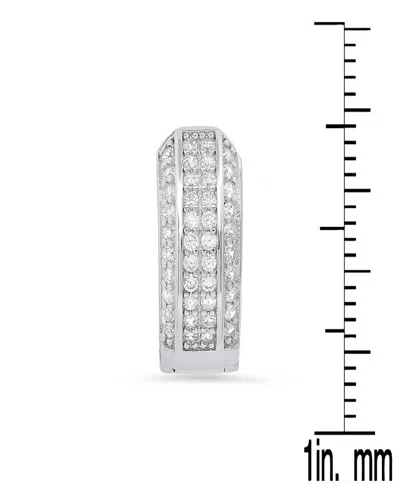 Steeltime Women's Sterling Silver And Multi-row Simulated Diamonds Hoop Huggie Earrings