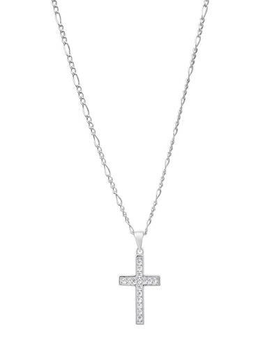 Steeltime Unisex Sterling Silver Cross Pendant Figaro Chain Necklace