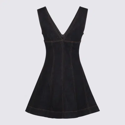 Self-portrait Navy Blue Dress With Bustier Neckline And Zip Detail