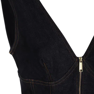 Self-portrait Navy Blue Dress With Bustier Neckline And Zip Detail