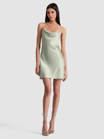 Alice And Olivia Harmony Cowl Back Mini Slip Dress Green Tea In Green