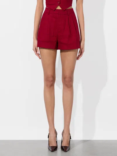 Alice And Olivia Maggie Mid Rise Vintage Shorts In Red