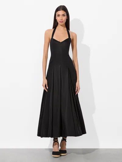 Alice And Olivia Isabelle Flared Midi Dress In Black