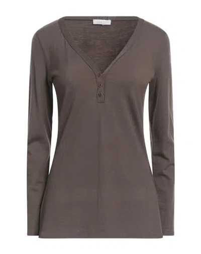 Le Tricot Perugia Woman Sweater Dark Brown Size L Merino Wool, Elastane