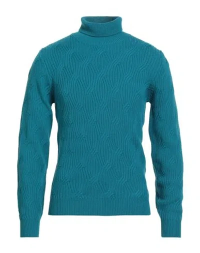 Ferrante Man Turtleneck Turquoise Size 40 Merino Wool