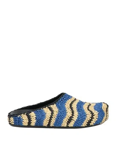 Marni X No Vacancy Inn Man Mules & Clogs Blue Size 9 Textile Fibers