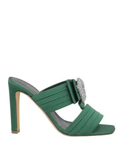 Rupert Sanderson Woman Sandals Dark Green Size 7 Textile Fibers