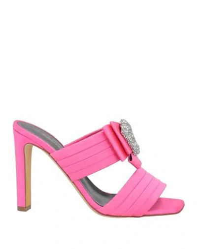 Rupert Sanderson Woman Sandals Fuchsia Size 8 Textile Fibers