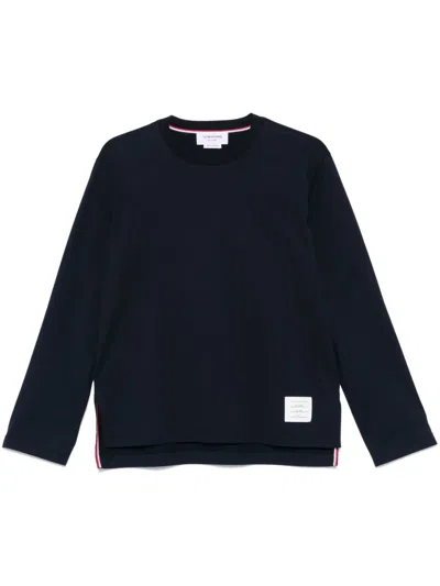 Thom Browne Grosgrain Loop Trim Oversized Long-sleeved T-shirt In Blue