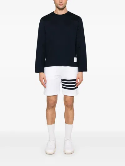 Thom Browne Grosgrain Loop Trim Oversized Long-sleeved T-shirt In Blue